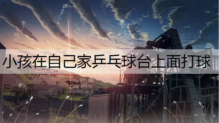 小孩在自己家乒乓球台上面打球